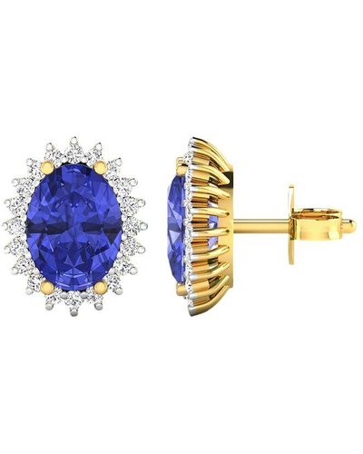 Diana M. Jewels Fine Jewellery 14k 2.56 Ct. Tw. Diamond & Tanzanite Studs - Blue