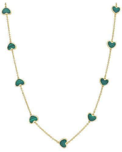 Sabrina Designs 14k Malachite Enamel Heart Layered Necklace - Metallic