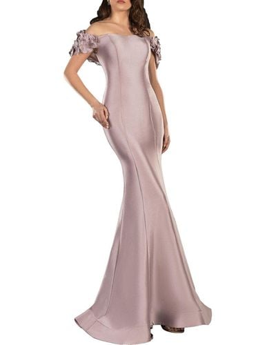 Terani Floral Off Shoulder Long Gown - Purple