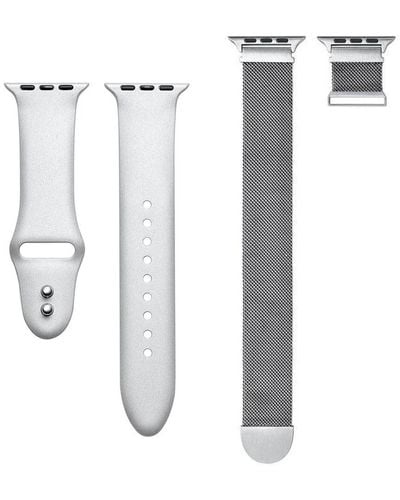 The Posh Tech 2-pack Silicone And Stainless Steel Band Bundle - White