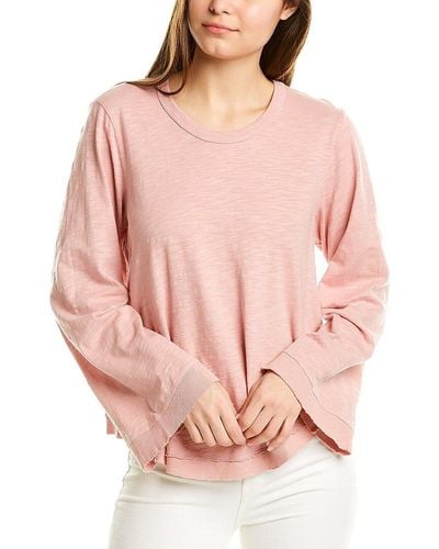 Wilt Shrunken Raw Mixed Shirttail Top - Pink