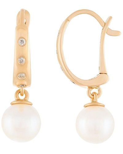 Masako Pearls Splendid Pearls 14k Diamond & 7-7.5mm Akoya Pearl Earrings - White