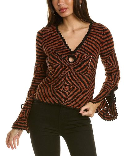 Sea Gretel Crochet Wool Sweater - Brown