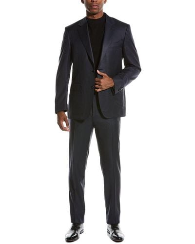 Canali 2pc Wool Suit With Flat Front Pant - Black