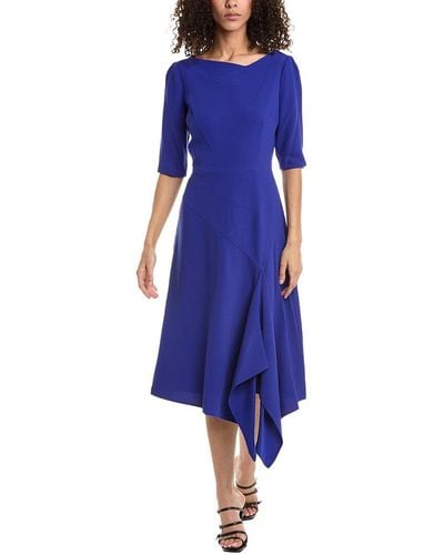 Teri Jon Asymmetrical Midi Dress - Blue