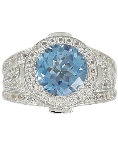 Suzy Levian Silver 7.25 Ct. Tw. Diamond & Topaz Ring - Blue