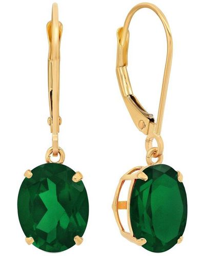 MAX + STONE Max + Stone 14k 4.00 Ct. Tw. Created Emerald Dangle Earrings - Green