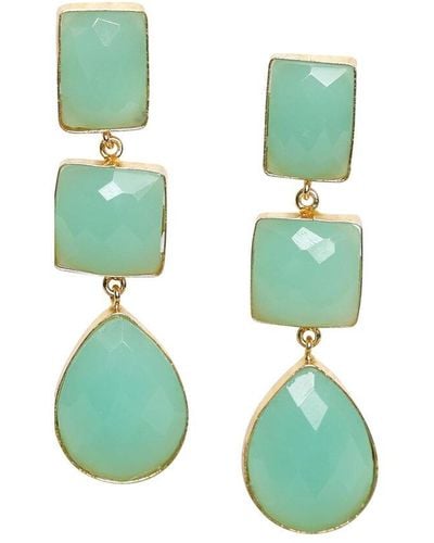 Liv Oliver 18k Plated 65.00 Ct. Tw. Chalcedony Earrings - Green