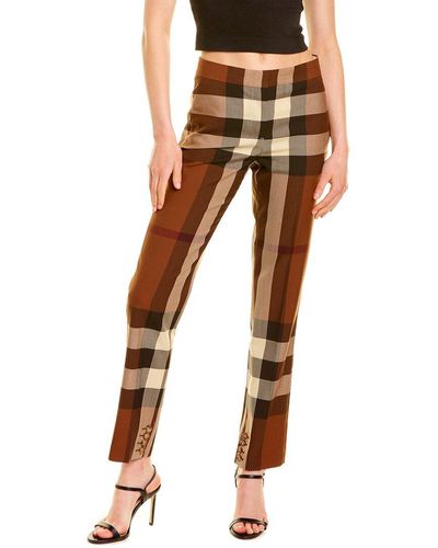 Burberry Check Wool Trouser - Brown