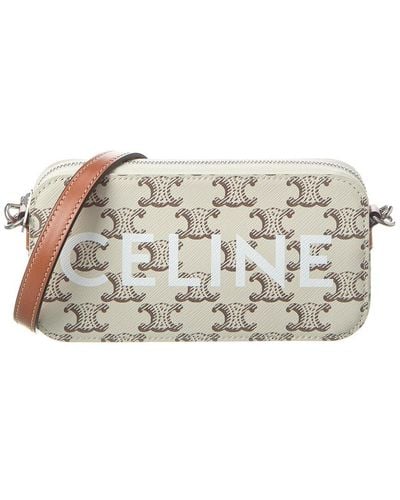 Celine Horizontal Triomphe Canvas & Leather Pouch - Gray