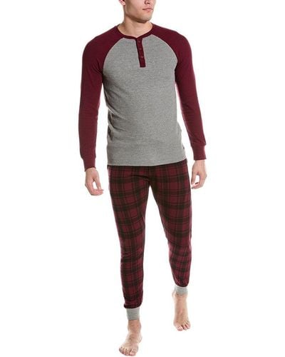 Brooks Brothers 2pc Waffle Knit Pajama Top & Jogger Set - Red