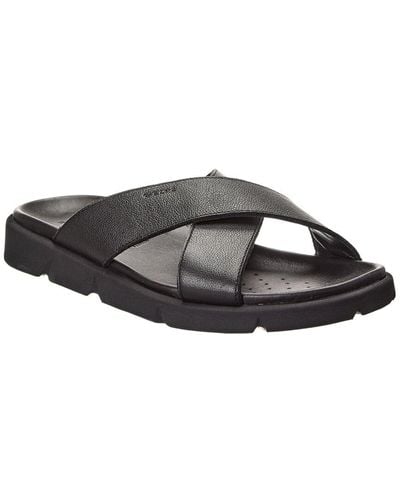 Geox Xand Leather Sandal - Black