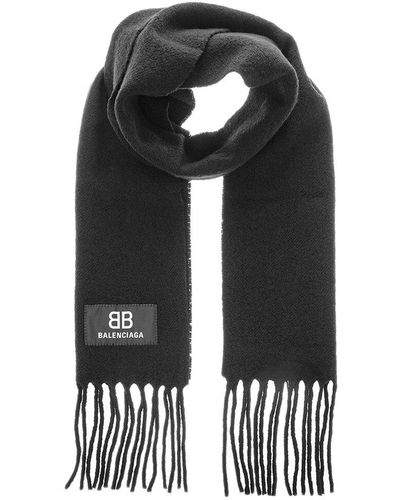 Balenciaga  Reversible Intarsia Wool Scarf  Black Balenciaga