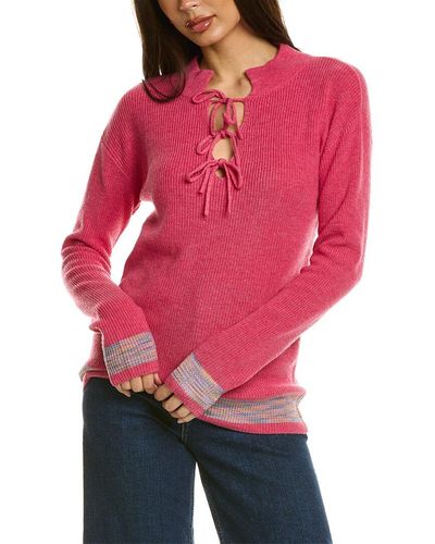 Kier + J Kier+j Tie Neck Wool & Cashmere-blend Sweater - Red