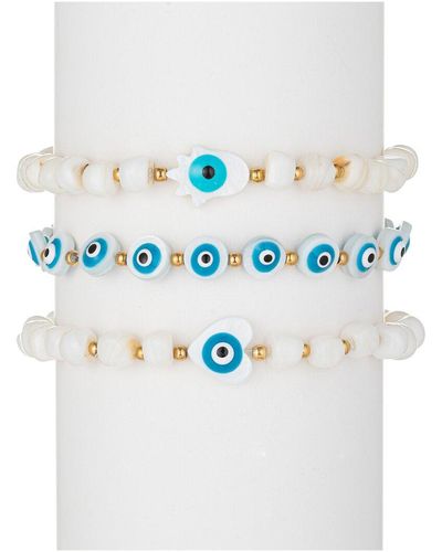 Eye Candy LA Shell Pearl Santorini 3pc Eye Bracelet Set - Blue