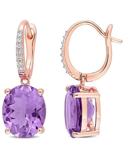 Rina Limor 14k Rose Gold 8.11 Ct. Tw. Diamond & Amethyst Earrings - Pink