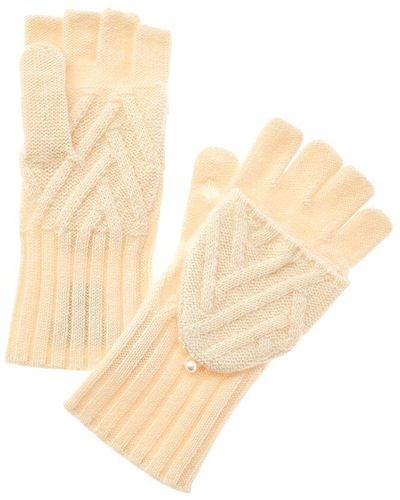 Hannah Rose Delaney Zig Zag Flip Top Cashmere Gloves - Natural
