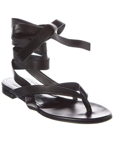 The Attico Ankle Strap Leather Sandal - Black