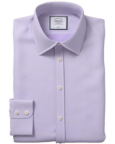 Charles Tyrwhitt Non-iron Micro Diamond Slim Fit Shirt - Purple