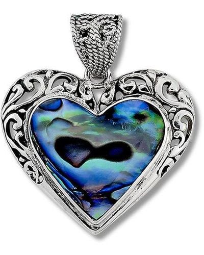 Samuel B. Silver Abalone Heart Pendant - Blue
