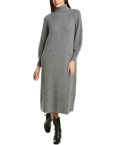 Lafayette 148 New York Ribbed Raglan Wool & Cashmere-blend Sweaterdress - Gray