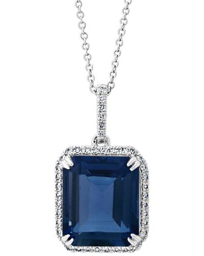 Effy Fine Jewelry 14k 6.65 Ct. Tw. Diamond & London Blue Topaz Pendant