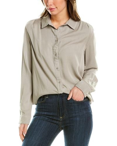 Bella Dahl Pleated Button-down Shirt - Gray