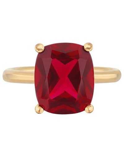 Judith Leiber 14k Over Silver Cz Solitaire Ring - Red