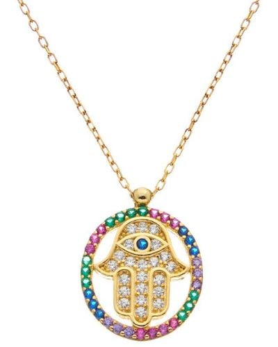 Argento Vivo Vermeil Cz Hamsa Evil Eye Necklace - Metallic