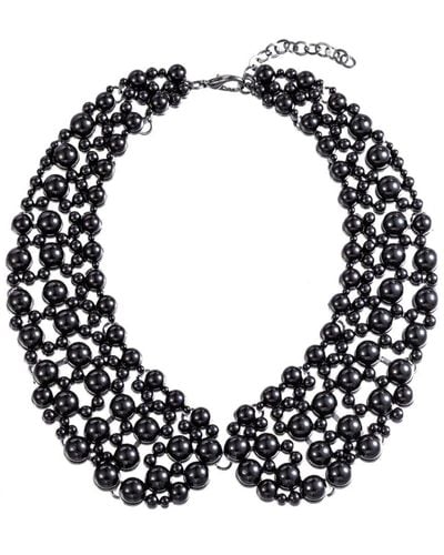 Eye Candy LA Luxe Collection Glass Pearl Diana Statement Collar Necklace - Black