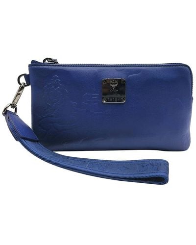 MCM Estate Leather Wallet - Blue