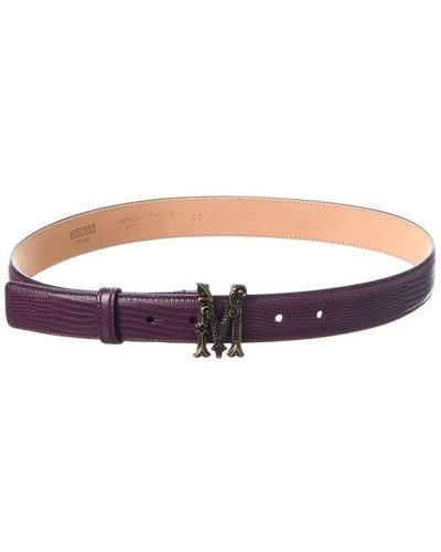 Moschino Logo Leather Belt - Purple