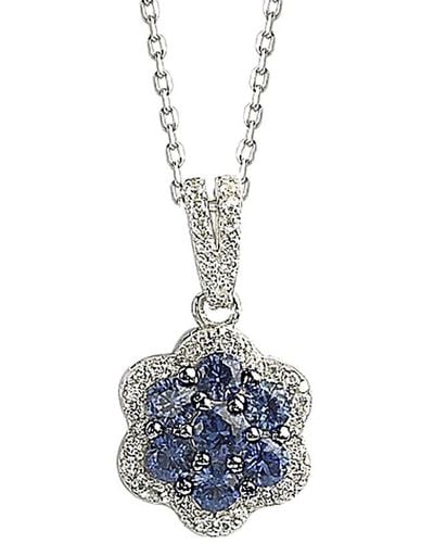 Suzy Levian Silver Sapphire Necklace - Blue