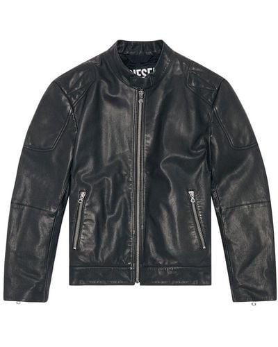 DIESEL Ink Leather Jacket - Gray
