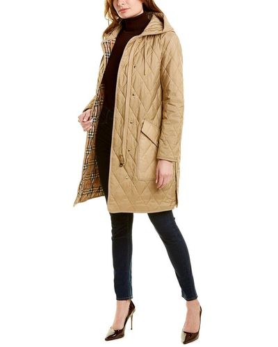 Burberry Diamond Quilted Hooded Coat - Natural