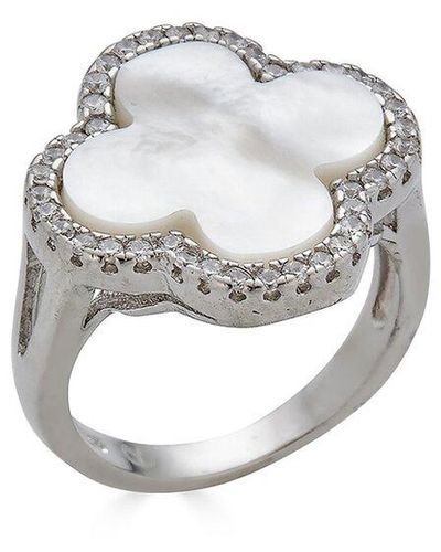 Belpearl Silver Pearl Cz Ring - White