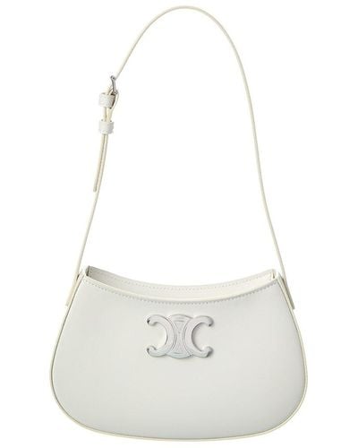 Celine Tilly Medium Leather Shoulder Bag - White
