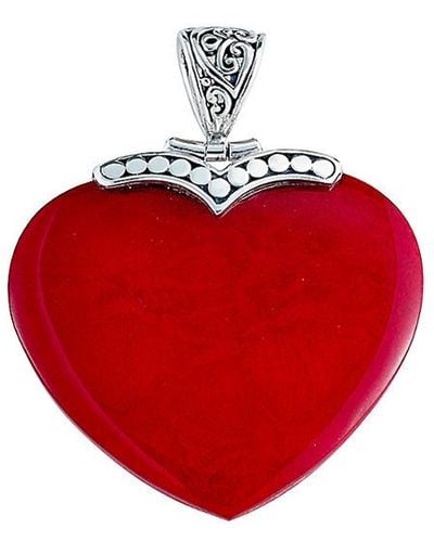Samuel B. Silver 31.00 Ct. Tw. Coral Heart Pendant - Red