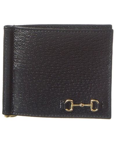 Gucci Horsebit Leather Money Clip Wallet - Black