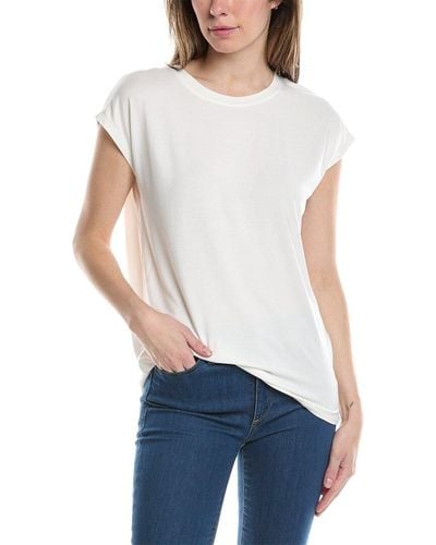 Three Dots Semi Relaxed Cap Sleeve T-shirt - White