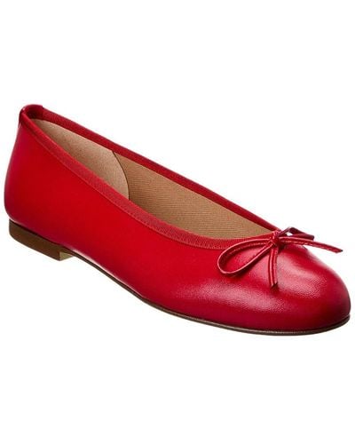 French Sole Emerald Leather Flat - Red