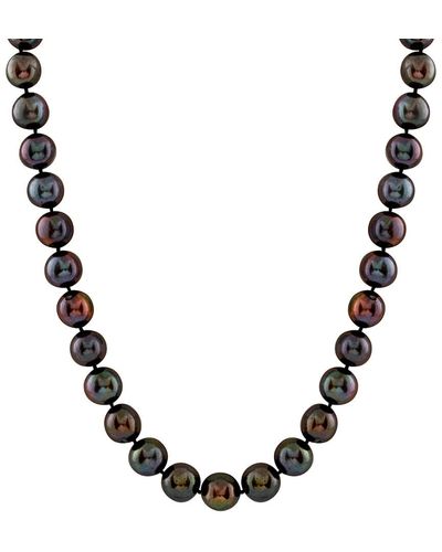 Splendid Rhodium Plated 9-10nn Pearl Necklace - Metallic