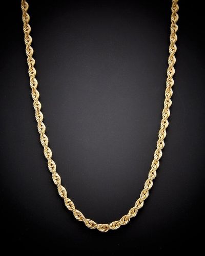 Italian Gold 14k Hollow Rope Chain Necklace - Black