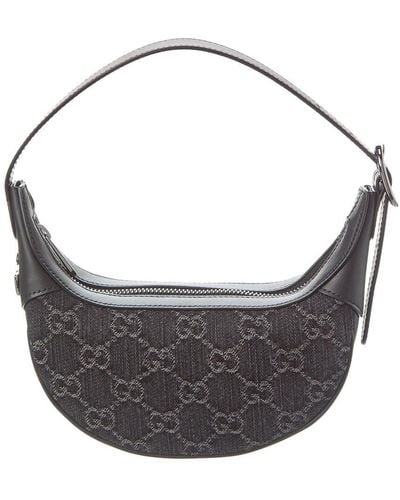 Gucci Ophidia Mini GG Denim & Leather Shoulder Bag - Grey