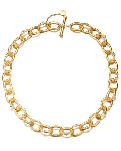 Rachel Glauber 14k Plated Cz Necklace - Metallic