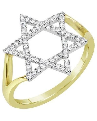 Meira T 14k 0.28 Ct. Tw. Diamond Star Of David Ring - Metallic