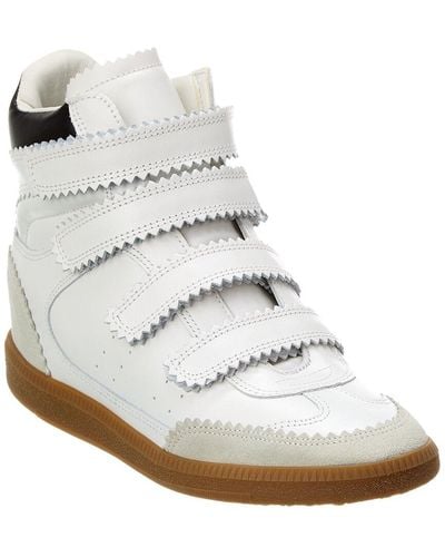 Isabel Marant Bilsy Leather & Suede High-top Wedge Trainer - White