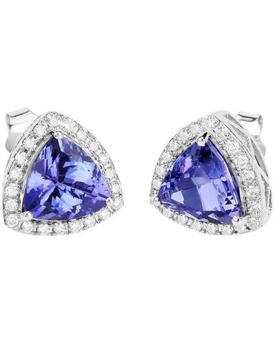 Diana M. Jewels Fine Jewelry 14k 3.82 Ct. Tw. Diamond & Tanzanite Studs - Blue