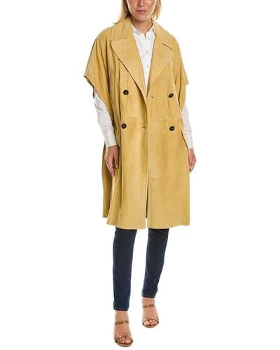 Brunello Cucinelli Leather Trench Coat - Yellow