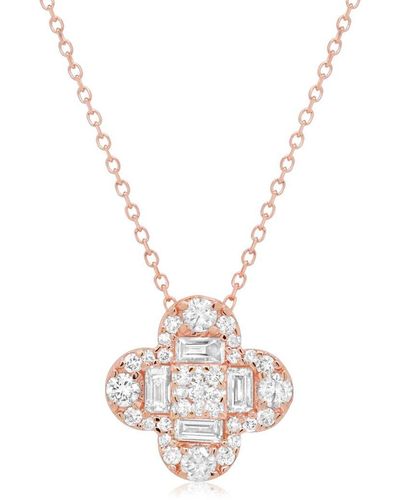 Diana M. Jewels Fine Jewelry 14k Rose Gold 0.63 Ct. Tw. Diamond Clover Pendant Necklace - Metallic